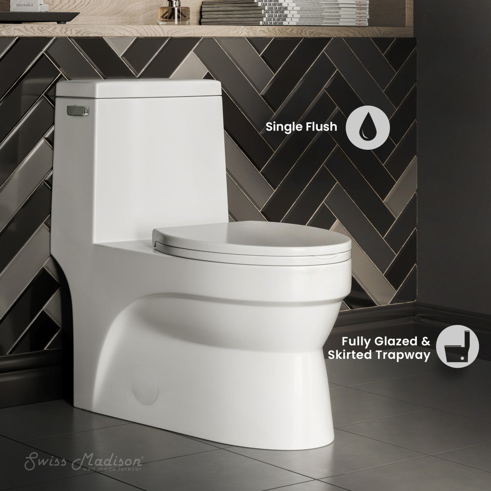 Swiss Madison Virage One-Piece Elongated Left Side Flush Handle Toilet 1.28 gpf