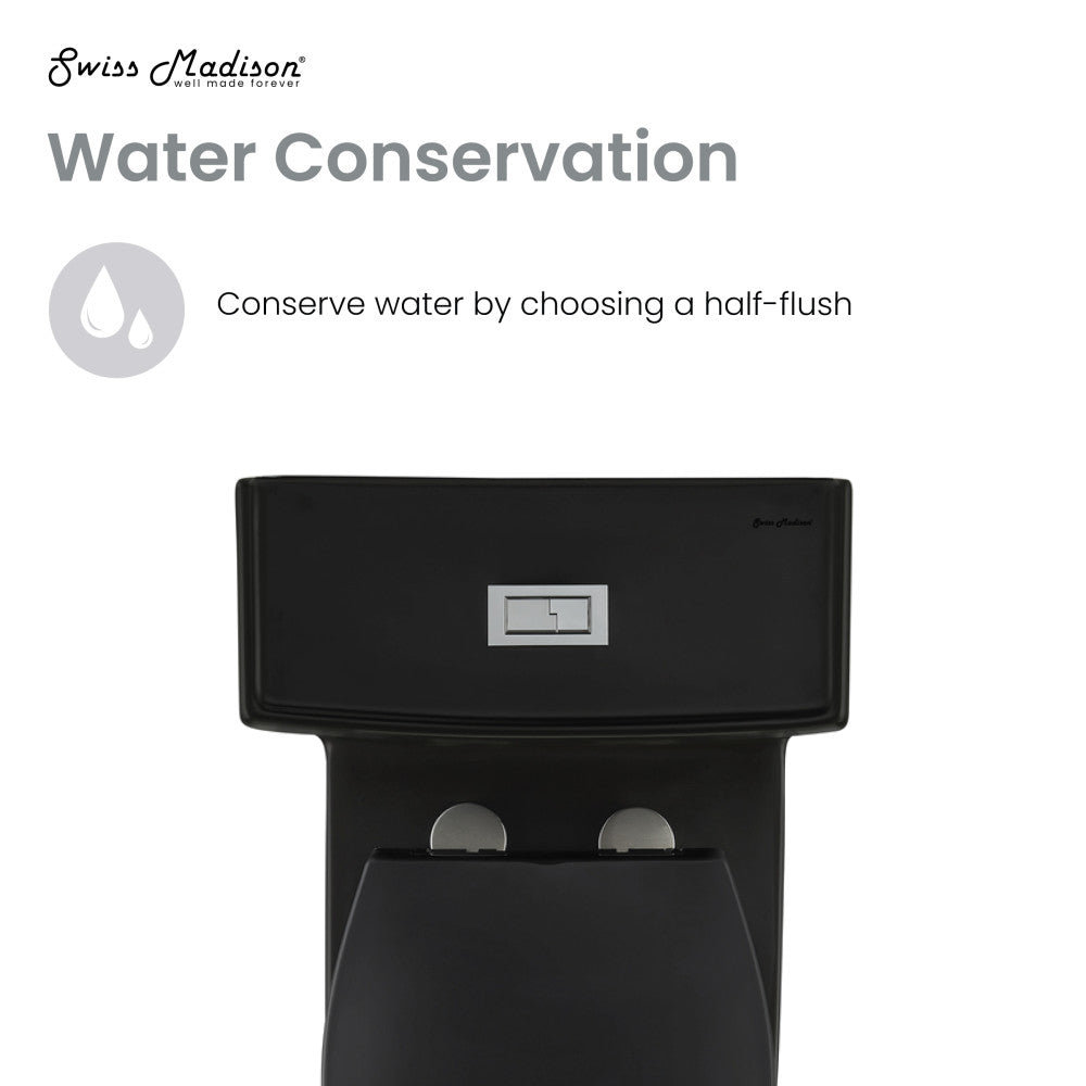 Swiss Madison Voltaire One-Piece Elongated Toilet Dual-Flush 1.1/1.6 gpf in Matte Black