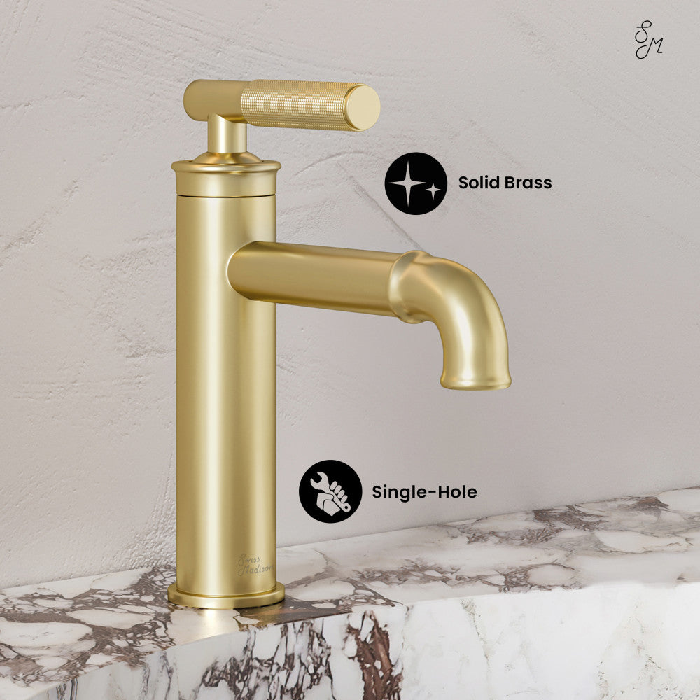 Swiss Madison Avallon Single Hole, Single-Handle Sleek, Bathroom Faucet in Brushed Gold