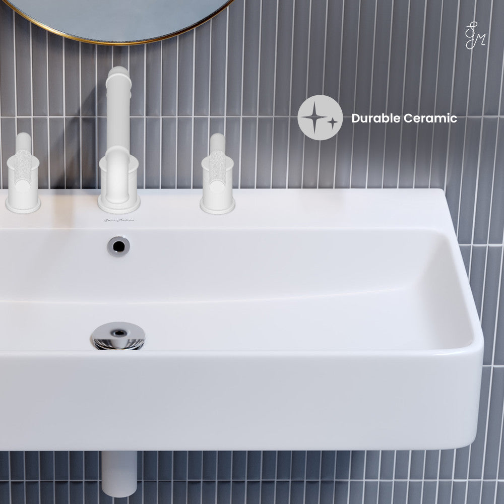 Swiss Madison Carre 36" Wall-Mount Bathroom Sink with 8" Widespread Holes