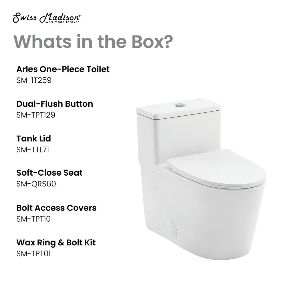 Swiss Madison Arles One-Piece Elongated Toilet Vortex Dual-Flush 0.8/1.18 gpf