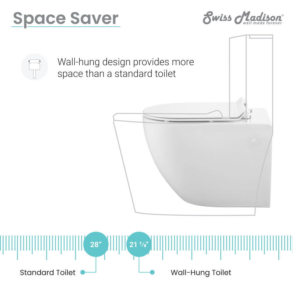 Swiss Madison St. Tropez Wall Hung Toilet Bundle (SM-WT449, SM-WC424, SM-WC001C)