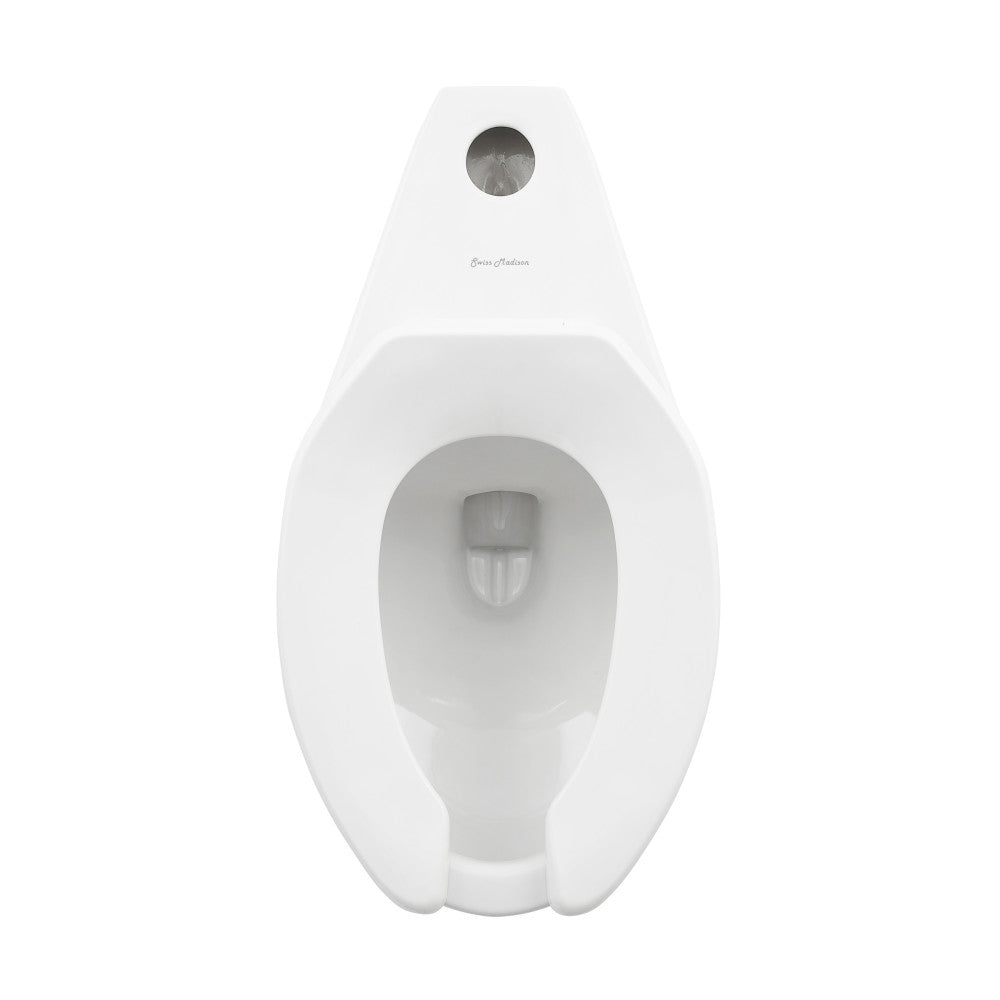 Swiss Madison Sirene Floor-Mounted Commercial Elongated Top Flush Spud Flushometer Toilet Bowl