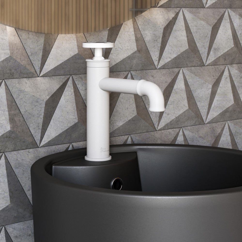 Swiss Madison Avallon Single Hole, Single-Handle Wheel, Bathroom Faucet in Matte White