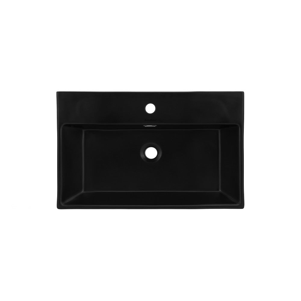 Swiss Madison Claire 24 Ceramic Console Sink Matte Black Basin Matte White Legs