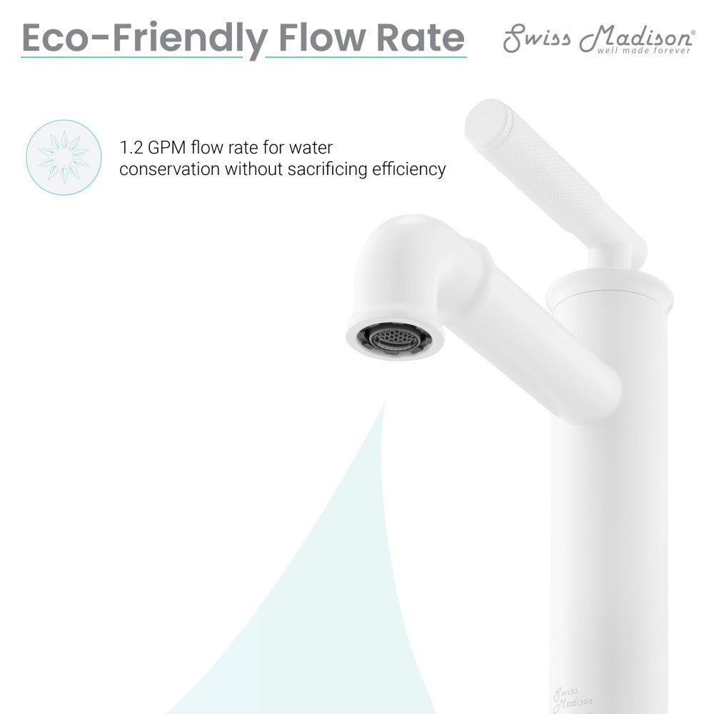 Swiss Madison Avallon Single Hole, Single-Handle Sleek, Bathroom Faucet in Matte White