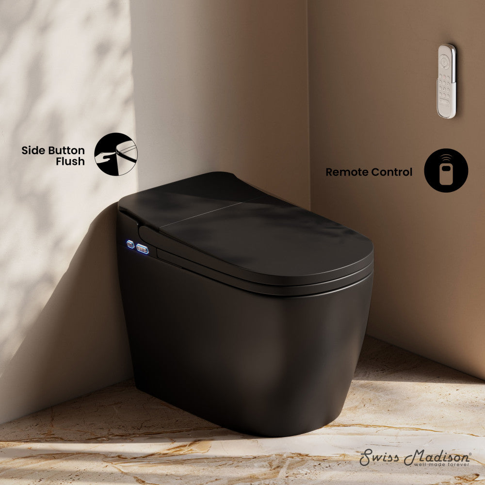 Swiss Madison Avancer One Piece Smart Toilet 1.28 GPF in Matte Black with Heated Bidet, Air Drying, Night Light, Foot Sensor