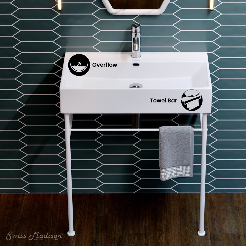Swiss Madison Claire 30" White Basin Matte White Legs