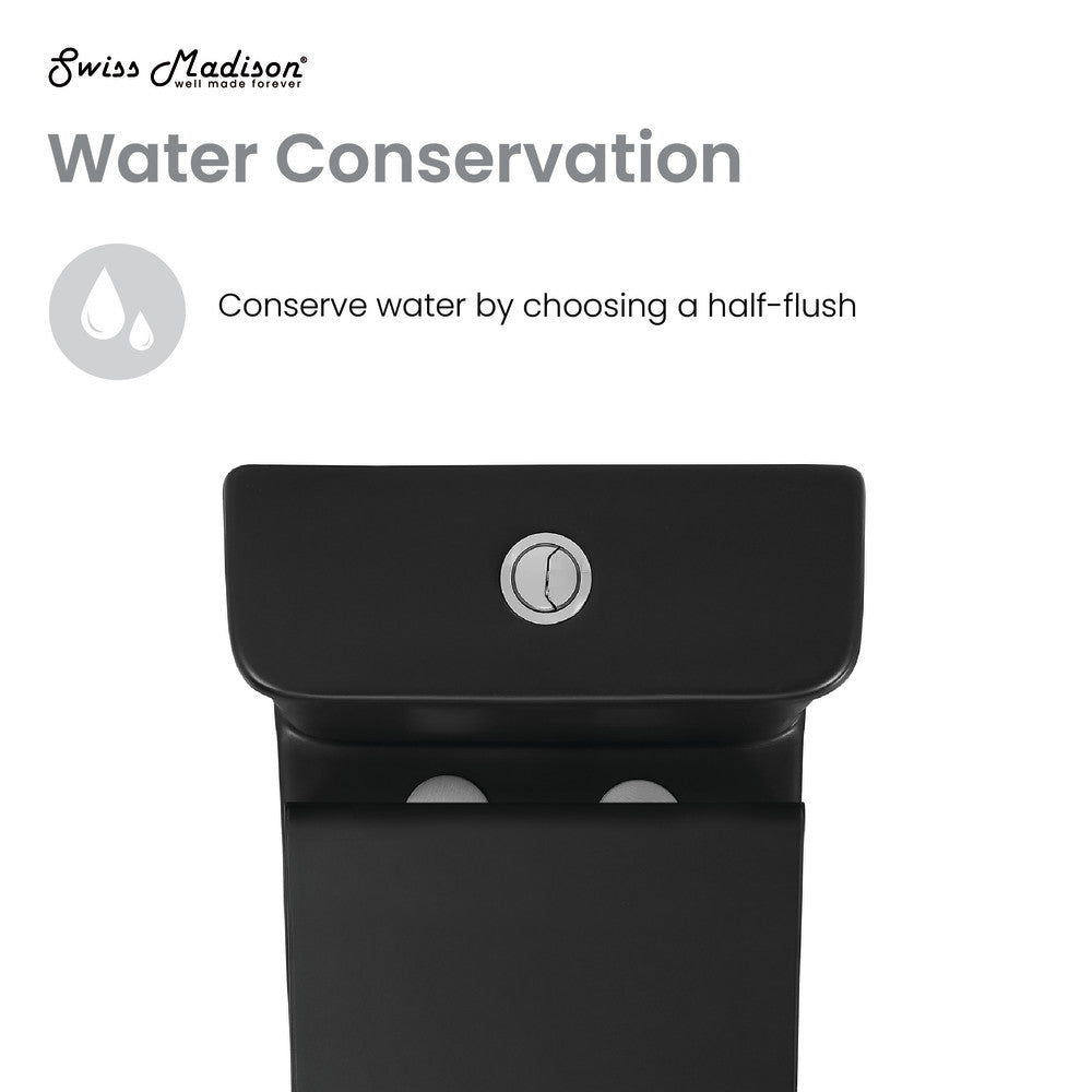 Swiss Madison Carre One-Piece Square Toilet Dual-Flush in Matte Black 1.1/1.6 gpf
