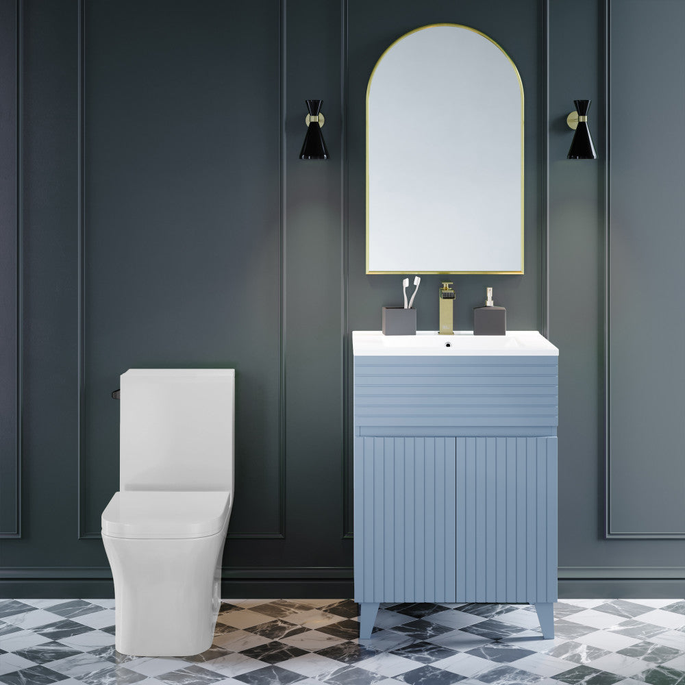 Swiss Madison Concorde One-Piece 12" Rough-in 1.28 GPF Left-Hand Flush Square Toilet in Glossy White with Black Hardware
