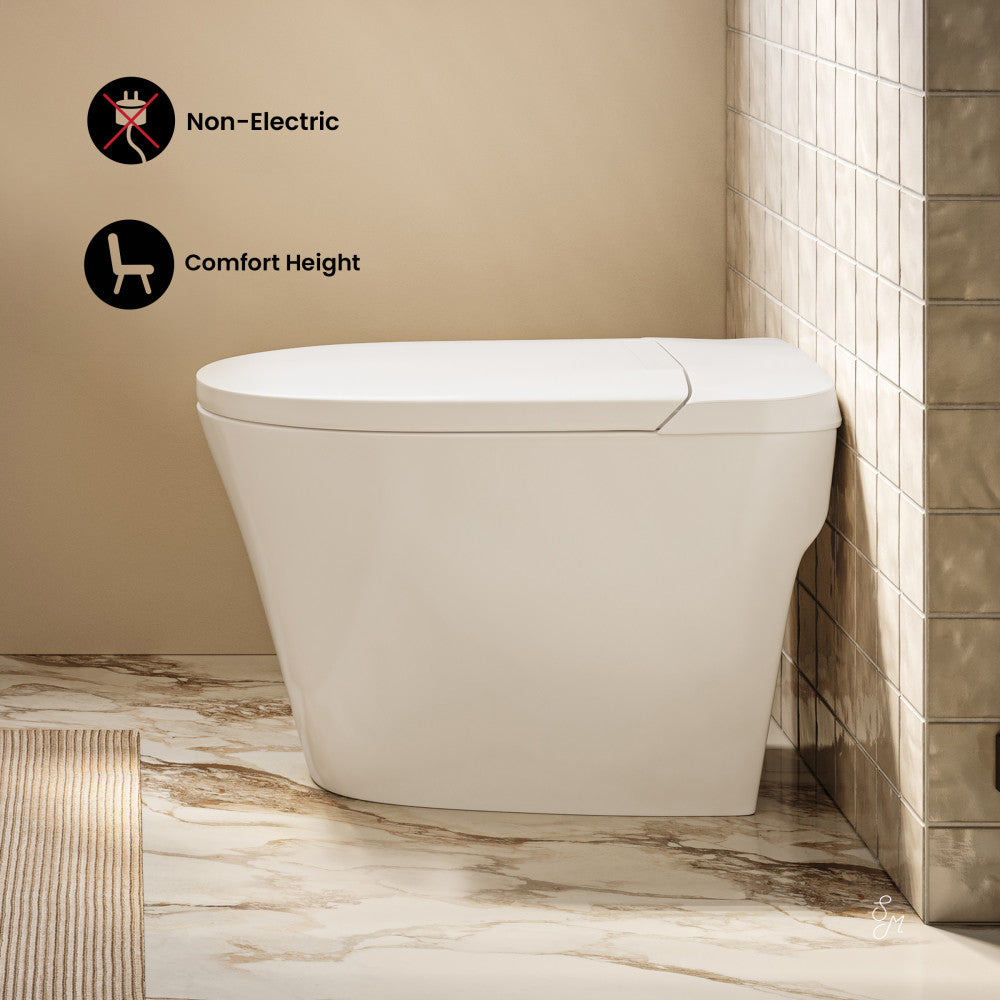 Swiss Madison Hugo H Power Flush Tankless Toilet 12" Rough-in 1.1 GPF Non-Electric ADA Toilet with Integrated Tank in Glossy White