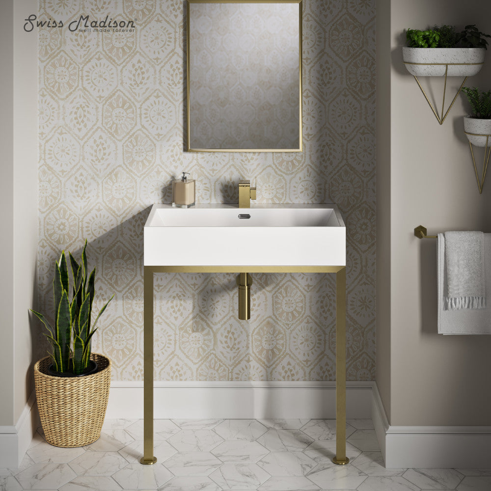 Swiss Madison Concorde 30" Rectangle Console Sink with Brushed Gold Legs