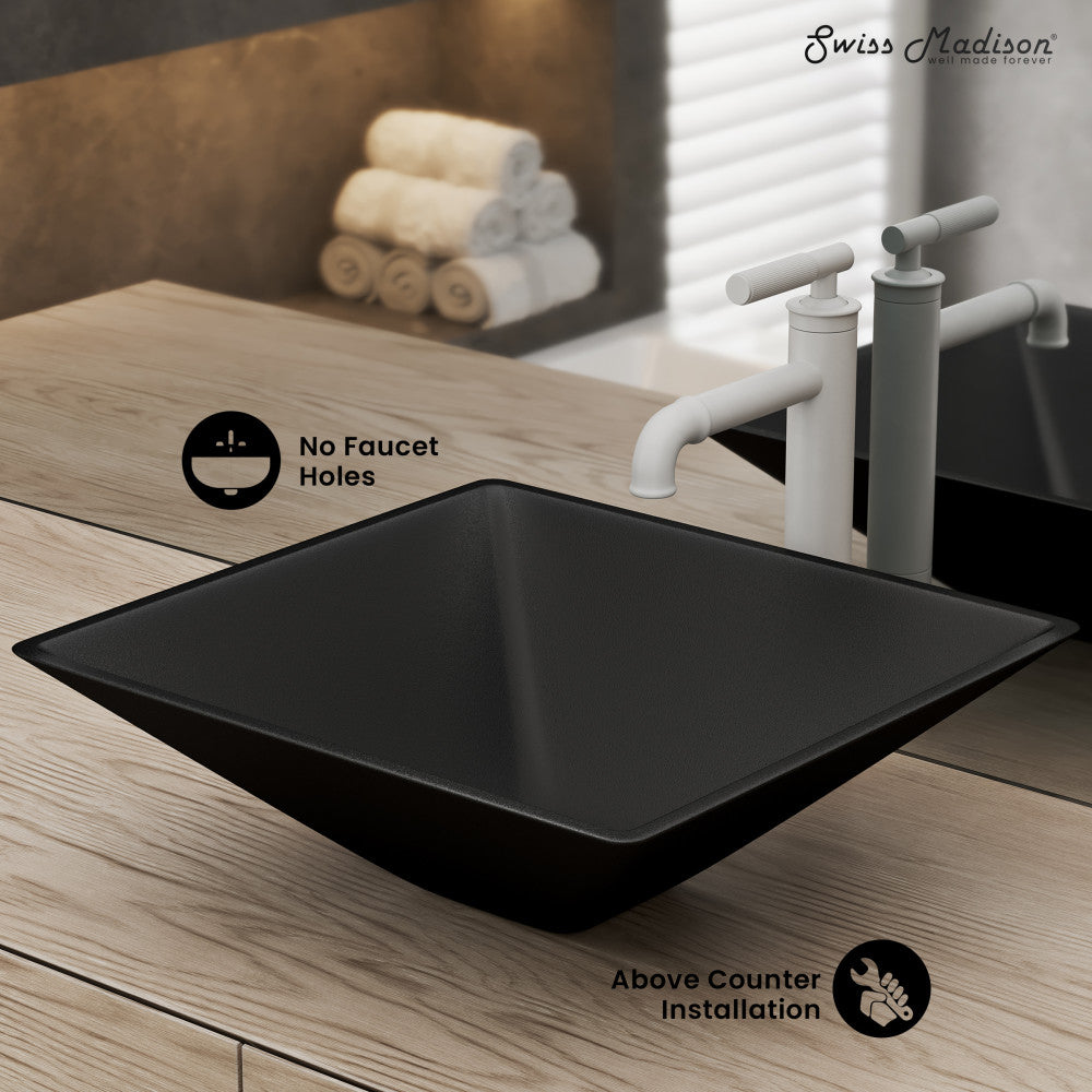 Swiss Madison Claire 15.5" Glass Vessel Sink, Black