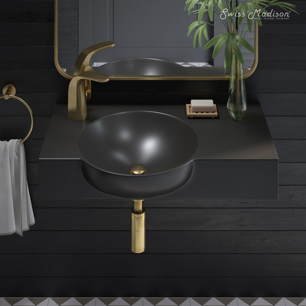Swiss Madison Chateau 30" Right Side Faucet Wall-Mount Bathroom Sink in Matte Black