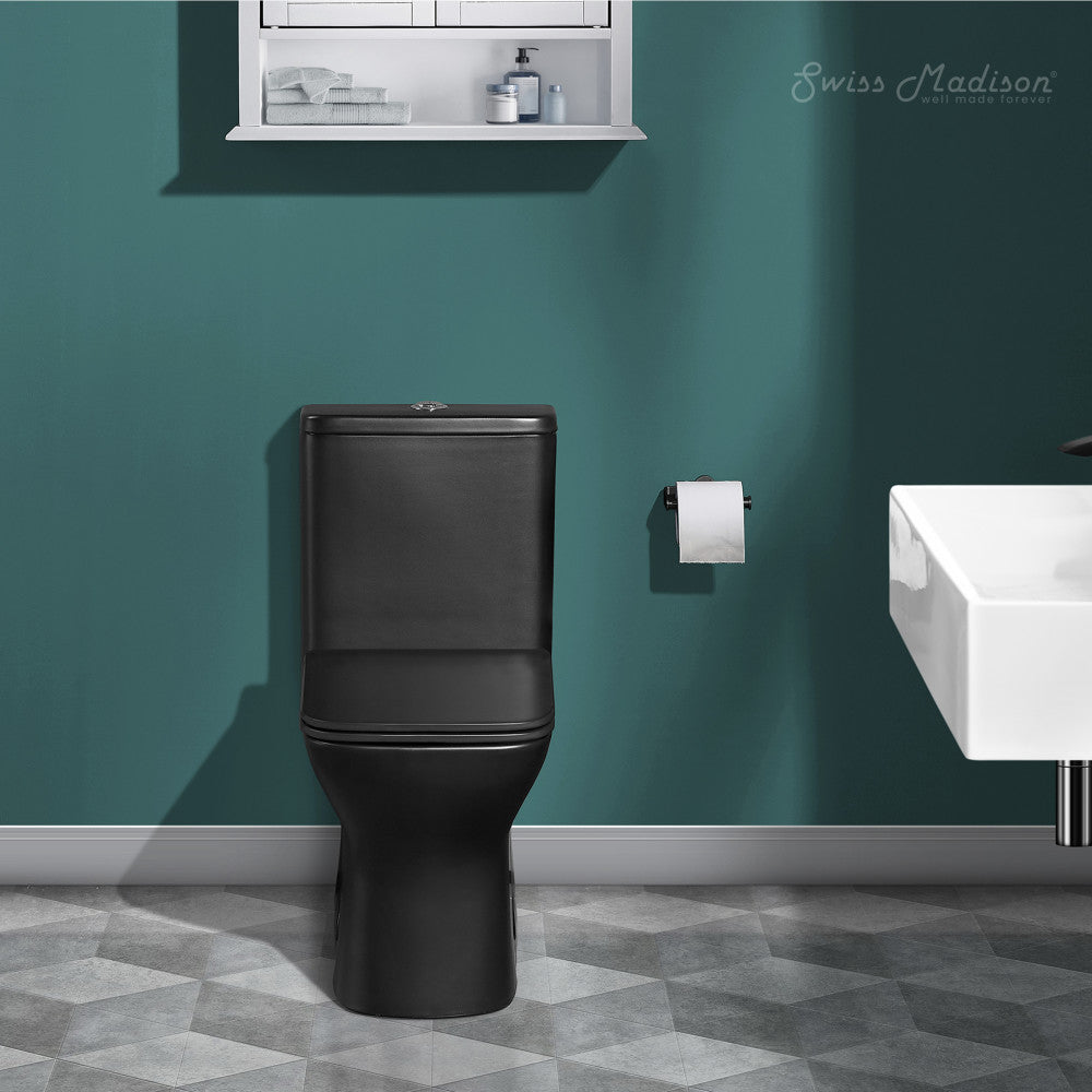 Swiss Madison Carre One Piece Square Toilet Dual Flush 1.1/1.6 gpf with 10" Rough-In, Matte Black