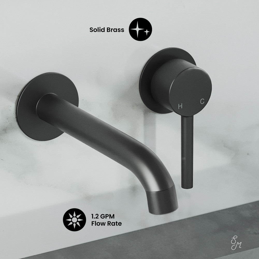 Swiss Madison Ivy Single-Handle Wall Mount Bathroom Faucet in Matte Black