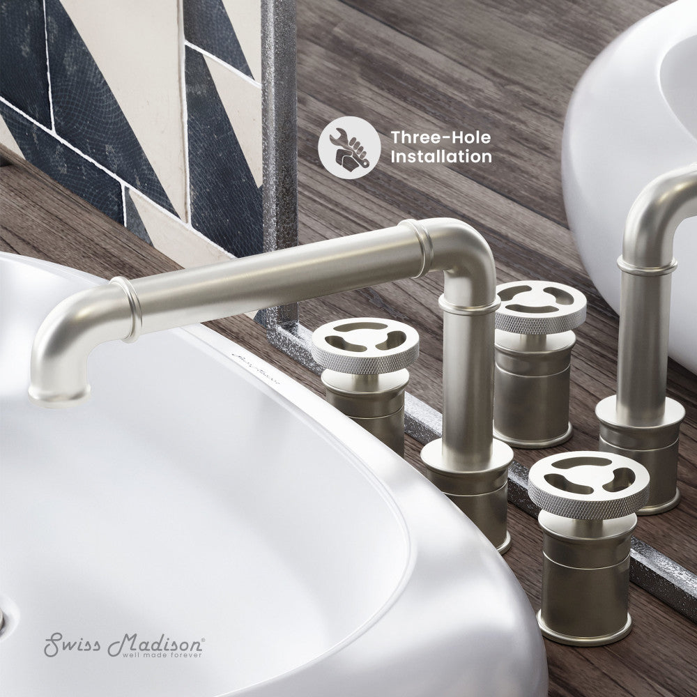 Swiss Madison Avallon 8 in. Widespread, 2-Handle Wheel, Bathroom Faucet in Brushed Nickel
