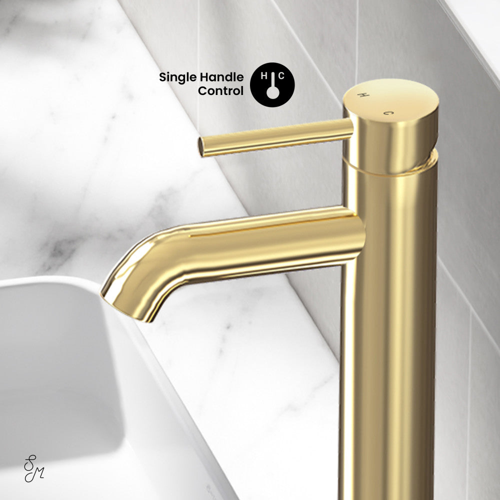 Swiss Madison Ivy Single Hole, Single-Handle, High Arc Bathroom Faucet in Brushed Gold