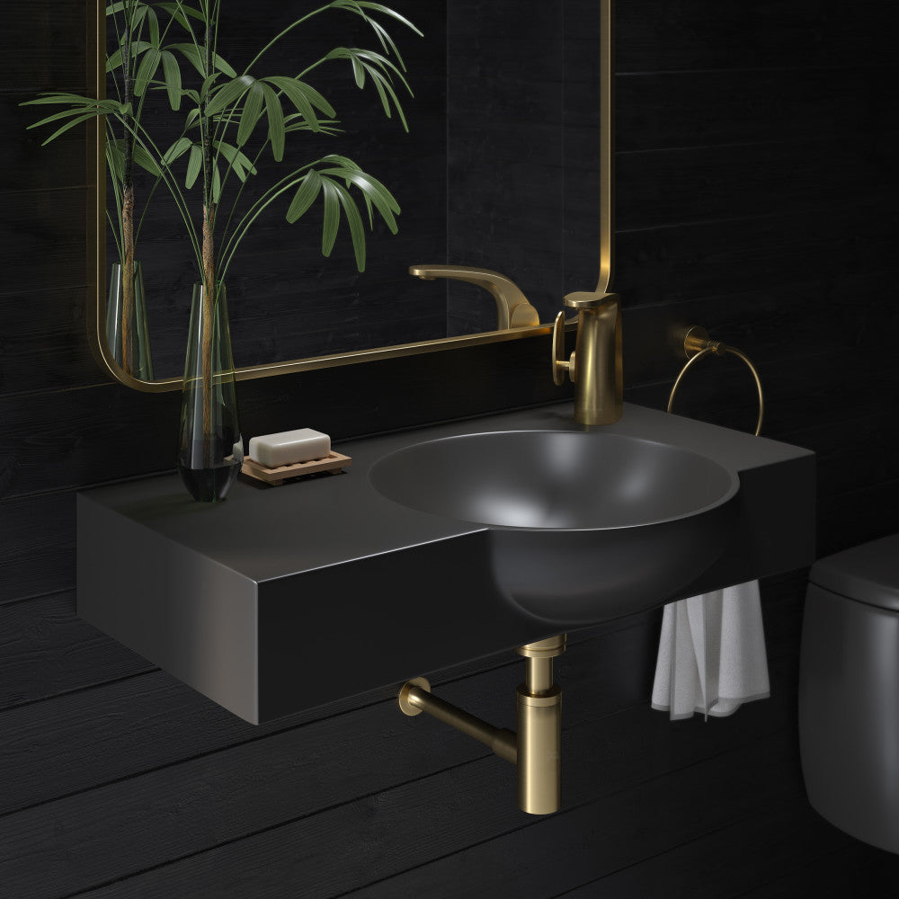 Swiss Madison Chateau 30" Right Side Faucet Wall-Mount Bathroom Sink in Matte Black
