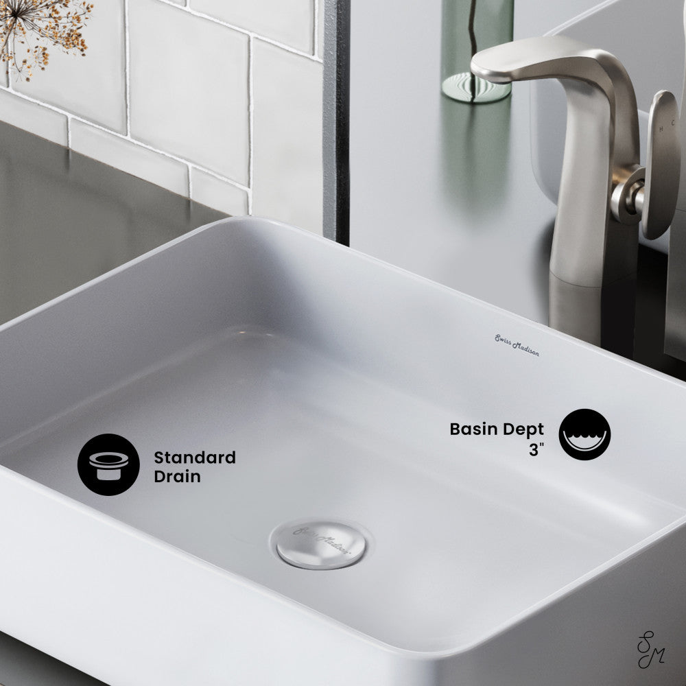Swiss Madison Concorde Rectangle Ceramic Vessel Sink