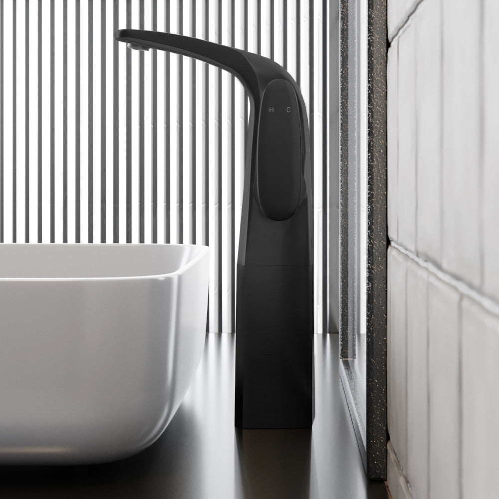Swiss Madison Chateau Single Hole, Single-Handle, High Arc Bathroom Faucet in Matte Black