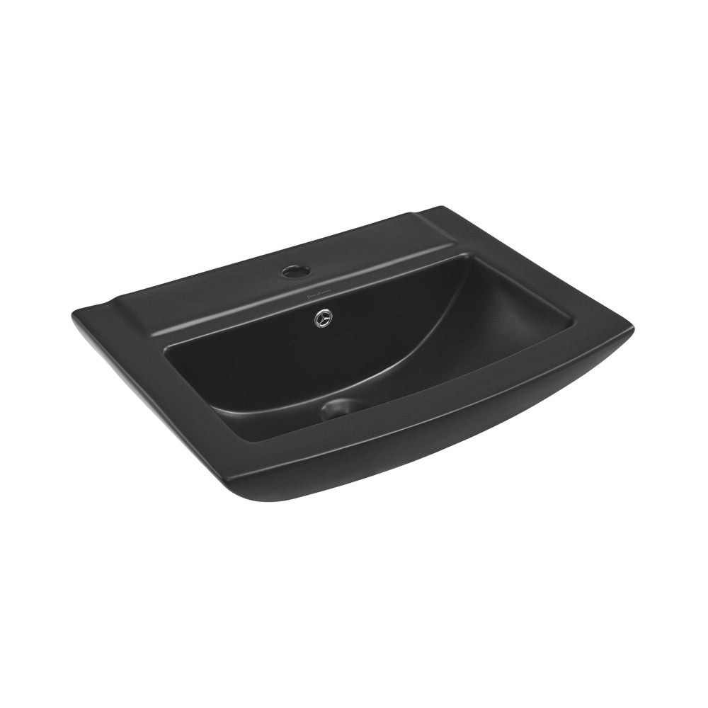 Swiss Madison Sublime Square Two-Piece Pedestal Sink in Matte Black