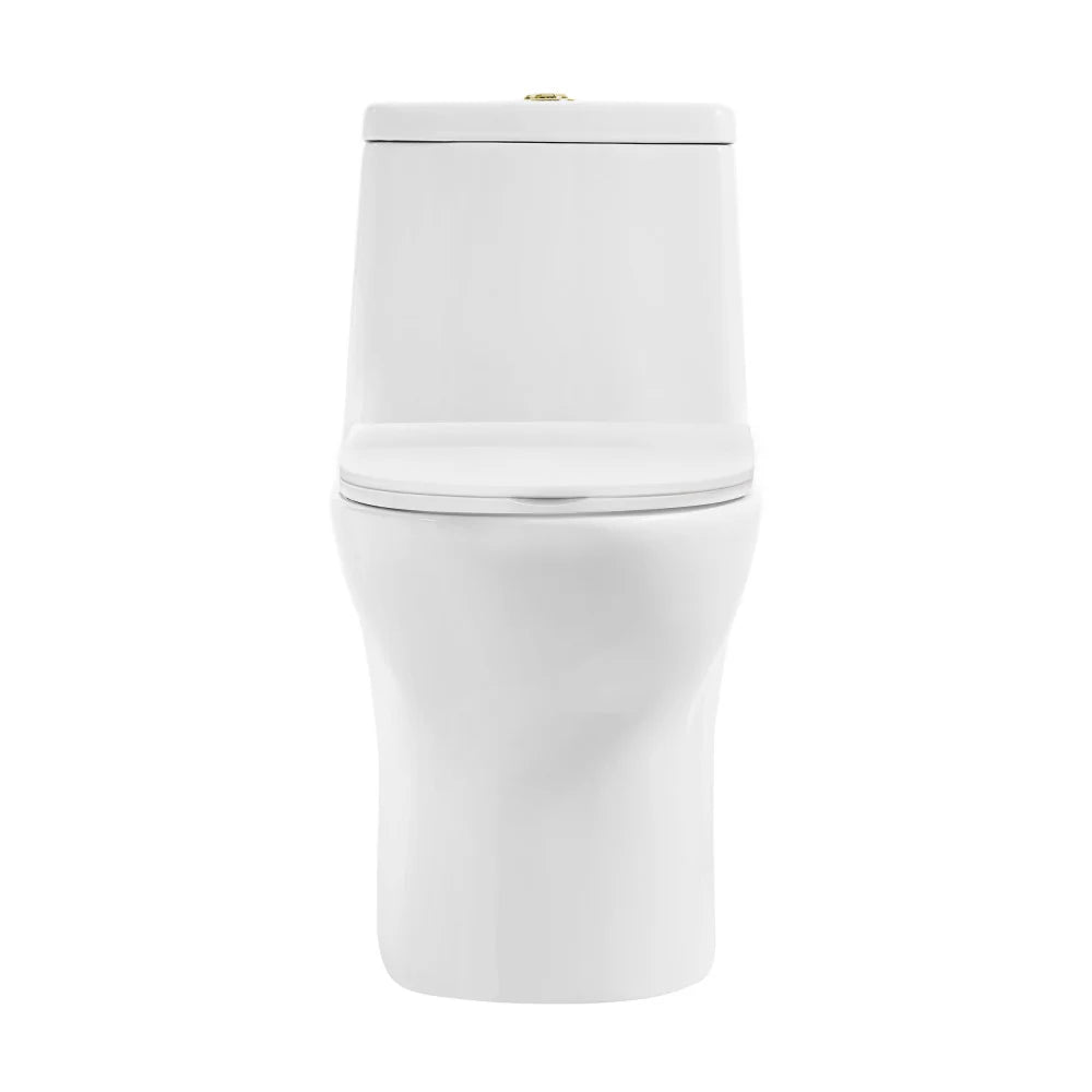 Swiss Madison Ivy One Piece Toilet Dual Vortex™ Flush, Brushed Gold Hardware 1.1/1.6 gpf