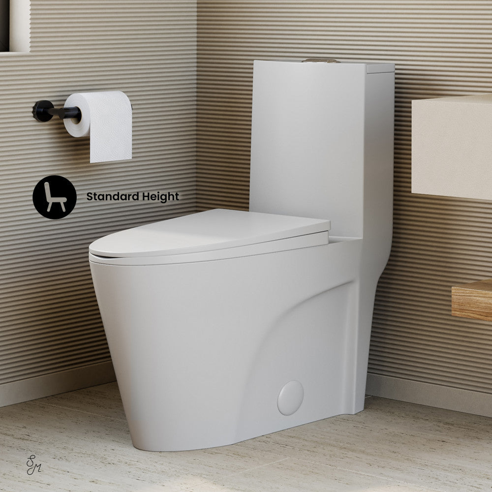 Swiss Madison St. Tropez One-Piece Elongated Toilet Vortex Dual-Flush in Matte White 1.1/1.6 gpf