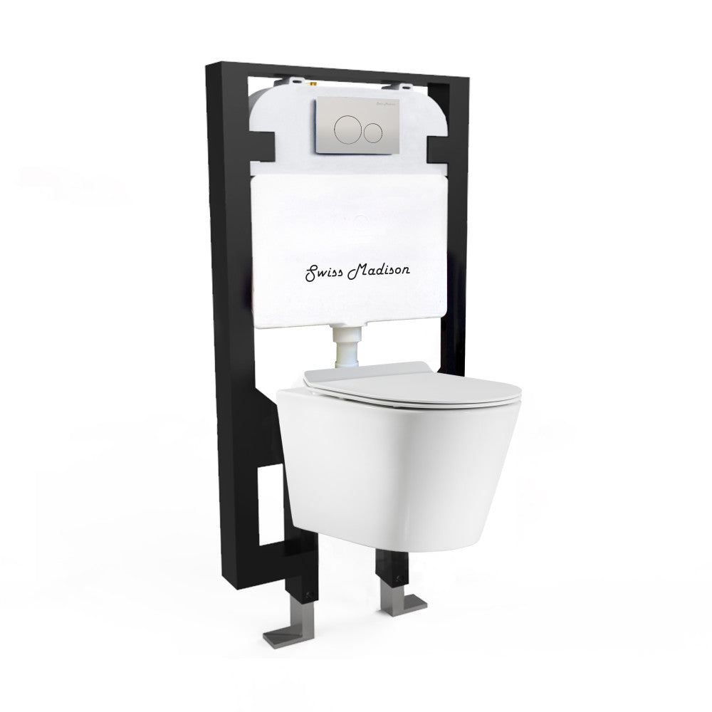 Swiss Madison Swiss Madison Well Made Forever SM-WK465-01C - Calice Wall-Hung Round Toilet Bundle, Glossy White