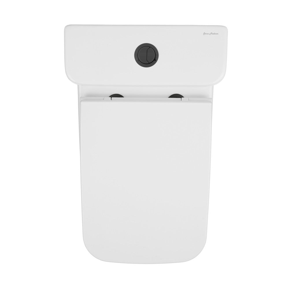 Swiss Madison Carre One Piece Square Toilet Dual Flush, Black Hardware