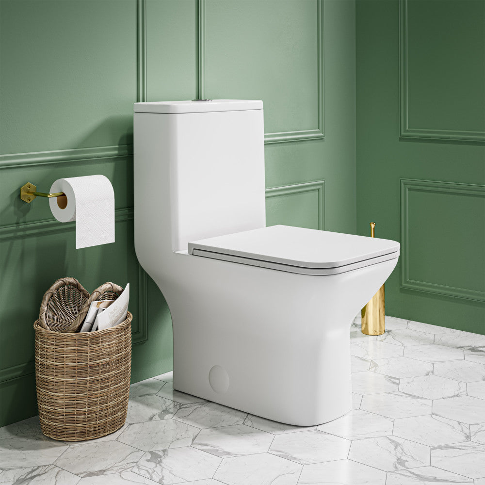Swiss Madison Carre One Piece Square Toilet Dual Flush 1.1/1.6 gpf in Matte White