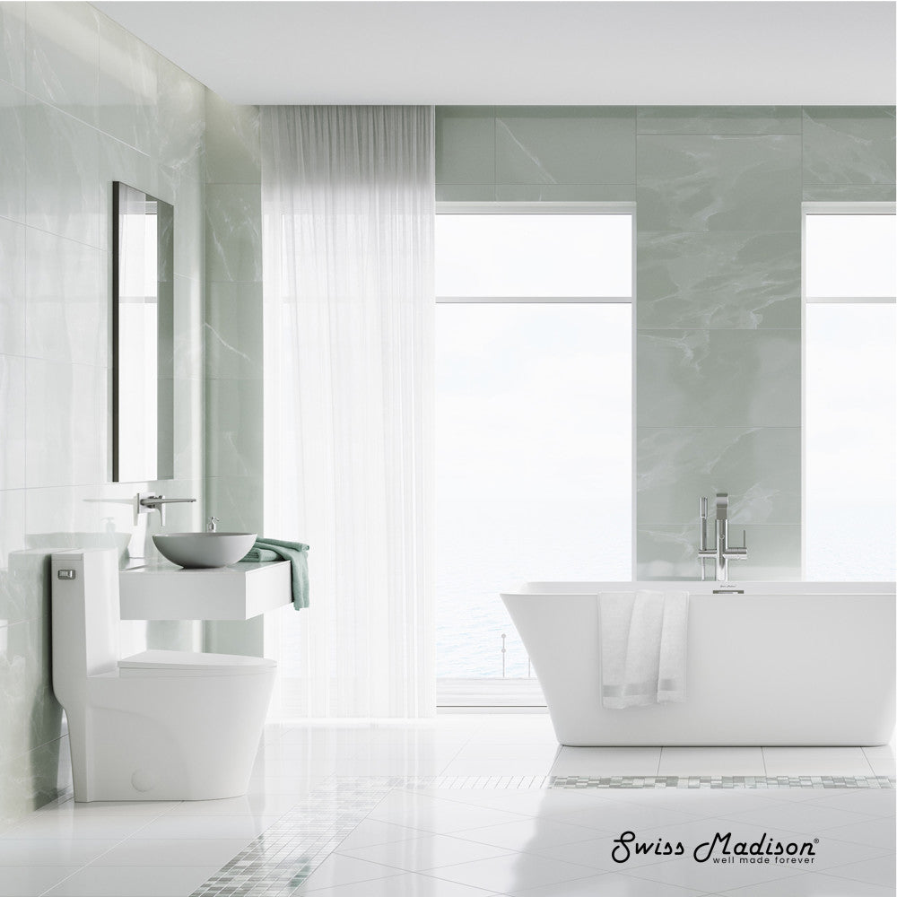 Swiss Madison St. Tropez One-Piece 14" Rough-in 1.28 GPF Left Flush Elongated Toilet in Glossy White