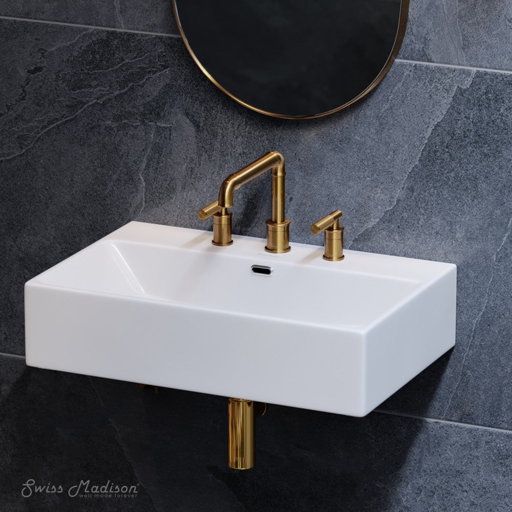 Swiss Madison Claire 24" Rectangle Wall-Mount Bathroom Sink with 8" Widespread Holes
