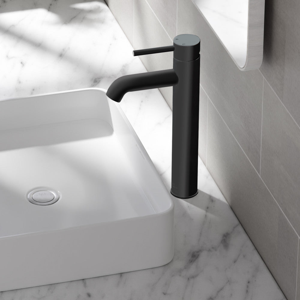Swiss Madison Ivy Single Hole, Single-Handle, High Arc Bathroom Faucet in Matte Black