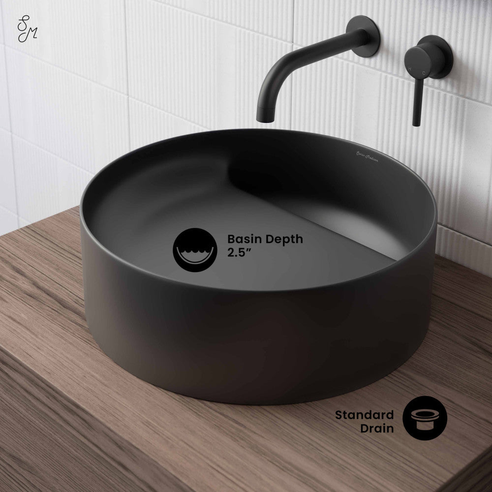 Swiss Madison Beau 16.5" Round Vessel Bathroom Sink in Matte Black