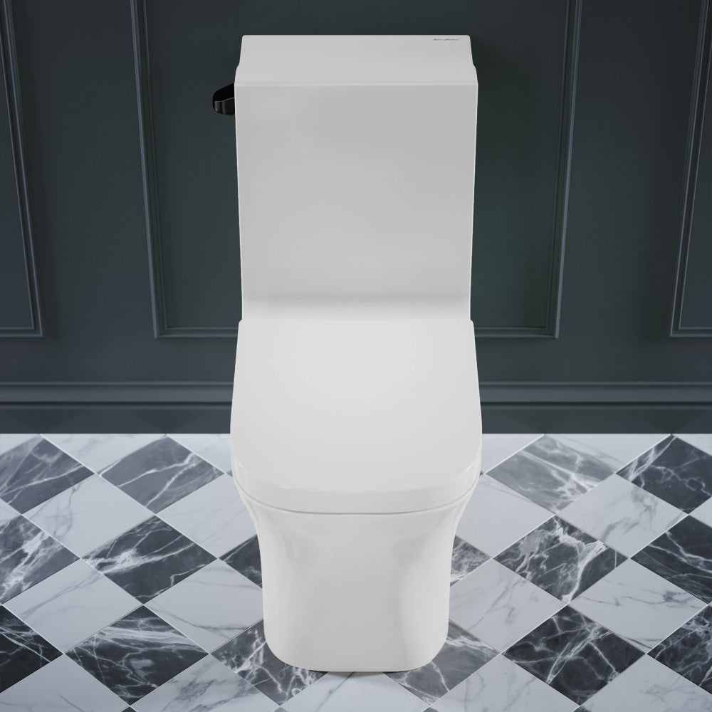 Swiss Madison Concorde One-Piece 12" Rough-in 1.28 GPF Left-Hand Flush Square Toilet in Glossy White with Black Hardware
