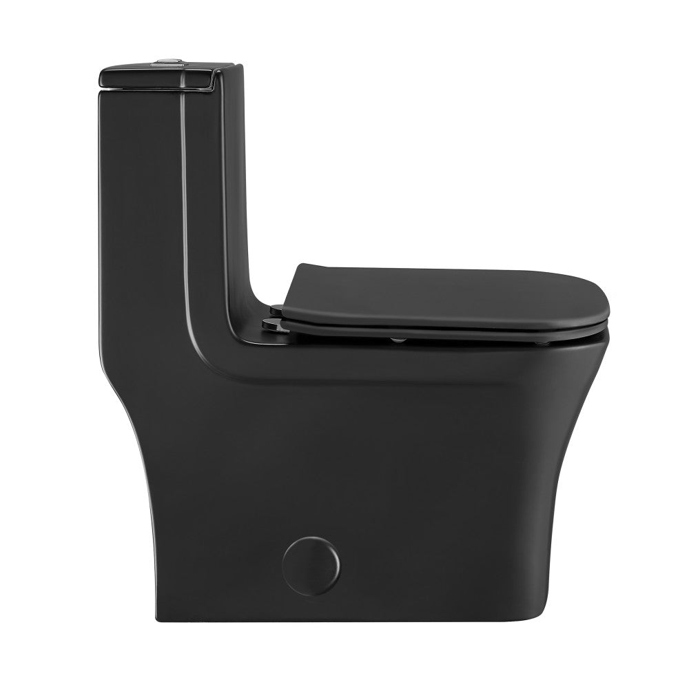 Swiss Madison Concorde One-Piece 12" Rough-in 1.1/1.6 GPF Dual Top Flush Square Toilet in Matte Black