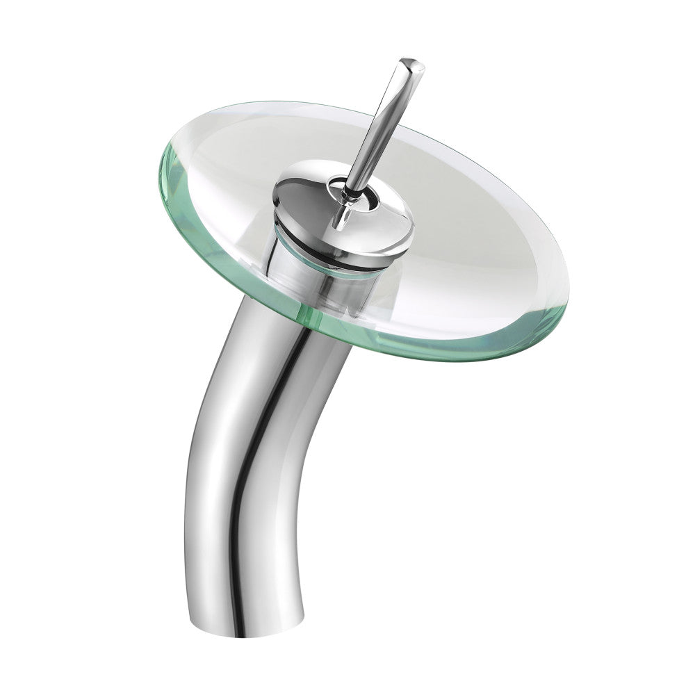 Swiss Madison Cascade 16.5 Glass Vessel Sink with Faucet, Clear