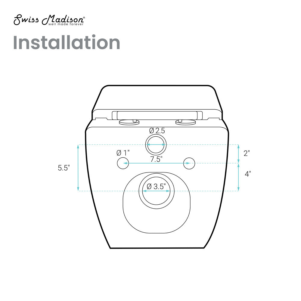 Swiss Madison Concorde Wall-Hung Toilet Bundle 0.8/1.6 GPF Dual Flush in Glossy White with Black Flush Plate