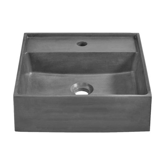 Swiss Madison Lisse 16" Square Concrete Vessel Bathroom Sink in Dark Grey
