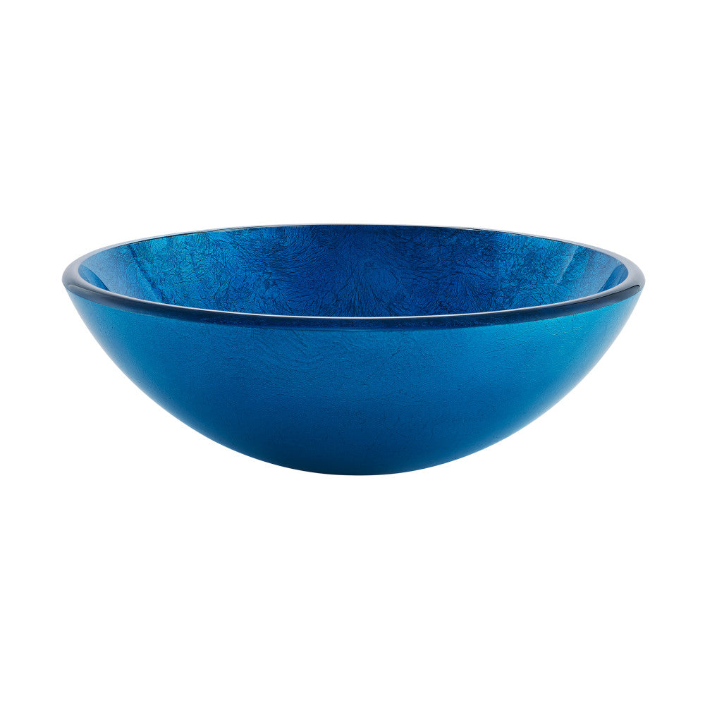 Swiss Madison Cascade 16.5 Glass Vessel Sink with Faucet, Ocean Blue