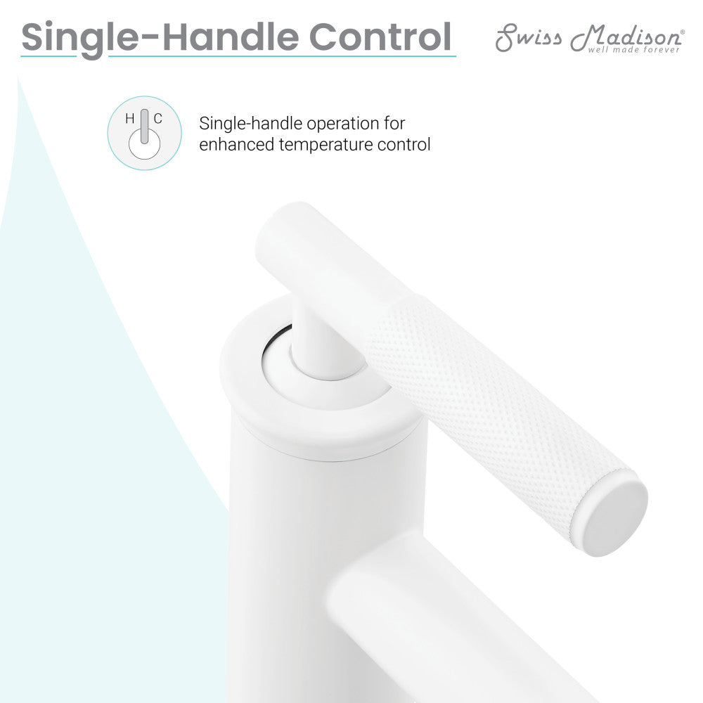 Swiss Madison Avallon Single Hole, Single-Handle Sleek, Bathroom Faucet in Matte White