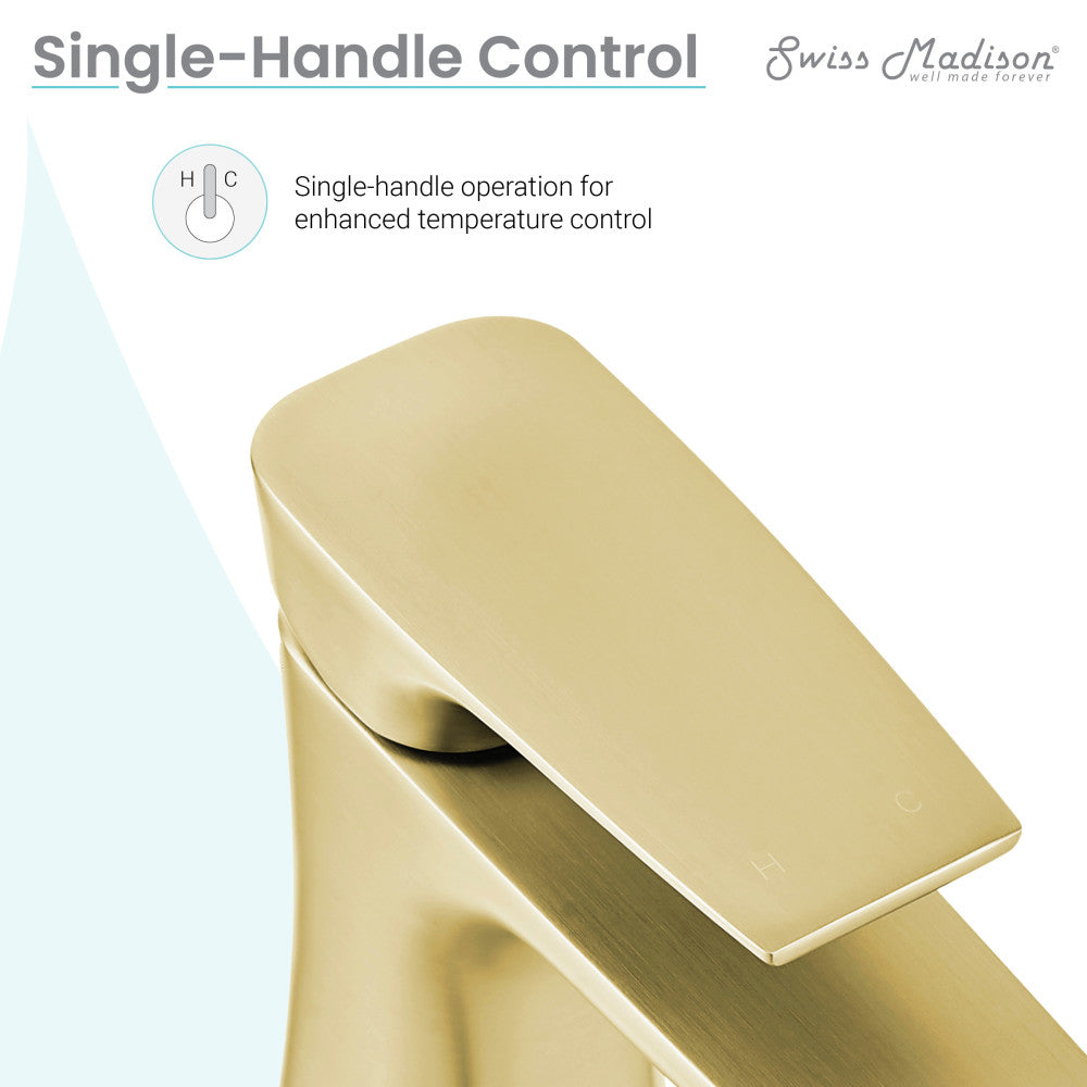 Swiss Madison Monaco Single Hole, Single-Handle, Bathroom Faucet in Brushed Gold