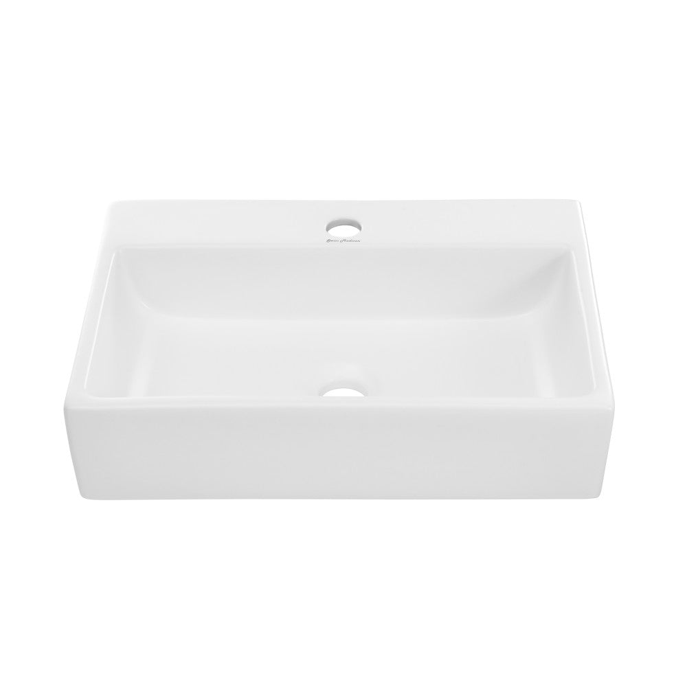 Swiss Madison Claire 20 Rectangle Ceramic Vessel Sink, Matte White