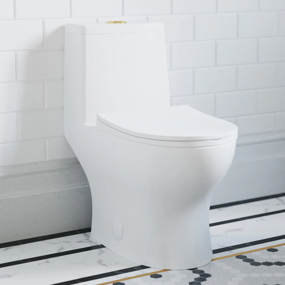 Swiss Madison Ivy One Piece Toilet Dual Vortex™ Flush, Brushed Gold Hardware 1.1/1.6 gpf