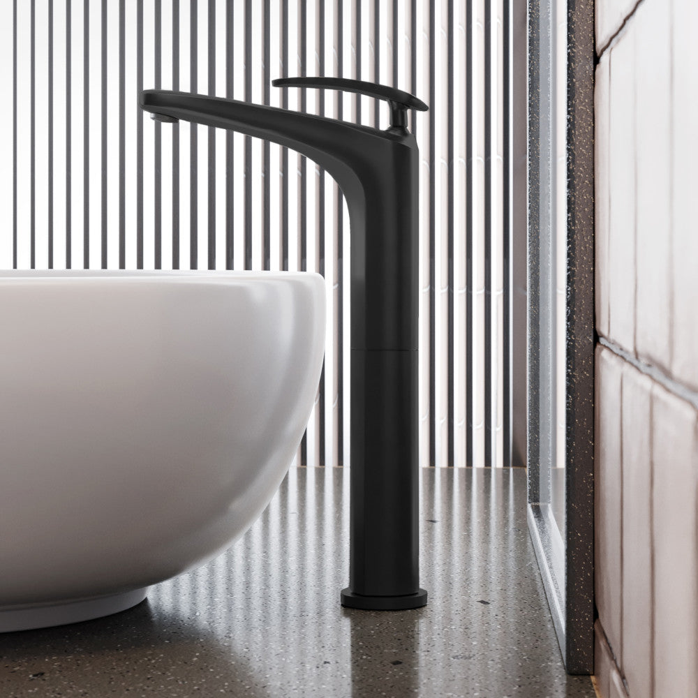 Swiss Madison Sublime Single Hole, Single-Handle, High Arc Bathroom Faucet in Matte Black