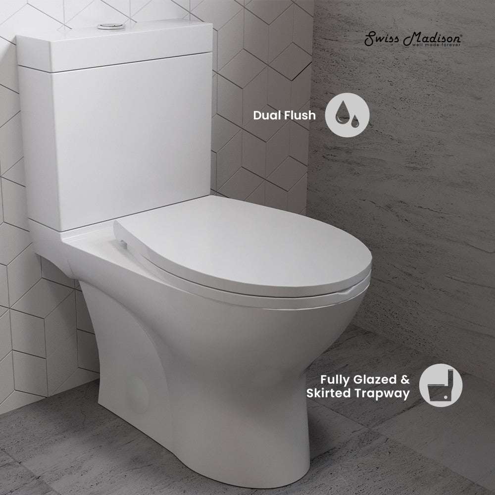 Swiss Madison Cache Two-Piece Elongated Toilet Dual-Flush 1.1/1.6 gpf