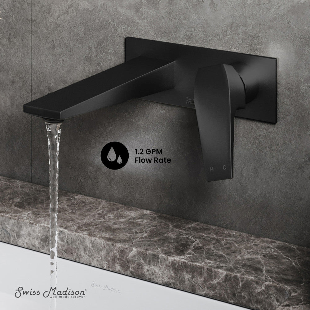 Swiss Madison Voltaire Single-Handle, Wall-Mount, Bathroom Faucet in Matte Black