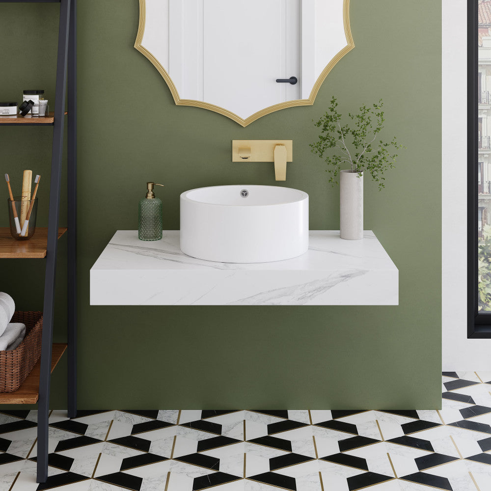 Swiss Madison Monaco 36" Floating Bathroom Shelf in White Marble (SM-VS252)