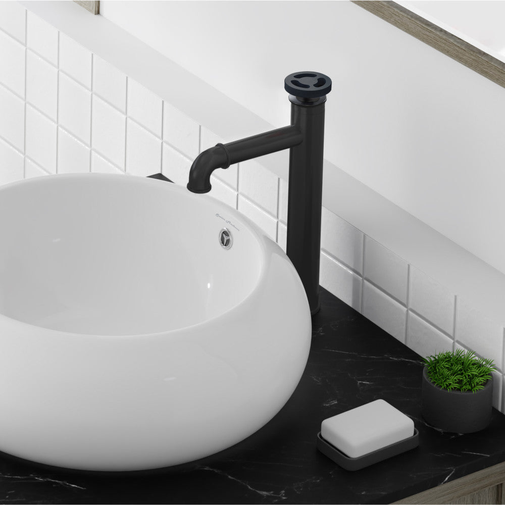 Swiss Madison Avallon Single Hole, Single-Handle Wheel, High Arc Bathroom Faucet in Matte Black